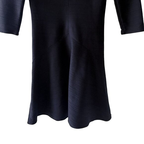 Wolford Size XS Black V-Neck Ribbed A-Line Midi Shania Dress Stretch 3/4 Sleeves - Picture 11 of 12